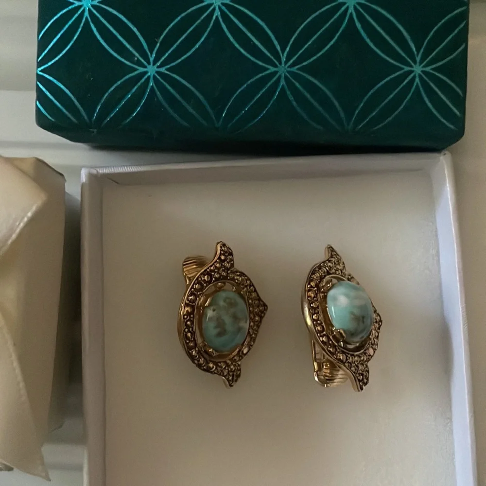 Vintage Sarah Coventry clip on earrings EUC marble - Picture 2 of 7